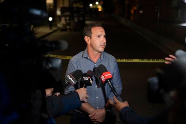 October 2, 2024, Toronto, On, Canada: Josh Matlow, city councillor for Ward 12 TorontoöÄiSt. Paul s speaks to the media at the scene where a police officer was shot, in Toronto, on Wednesday, Oct. 2, 2024. The officer was rushed to hospital with life-threatening injuries. Toronto Canada  - ZUMAc35_ 20241002_zaf_c35_130 Copyright: xArlynxMcadoreyx