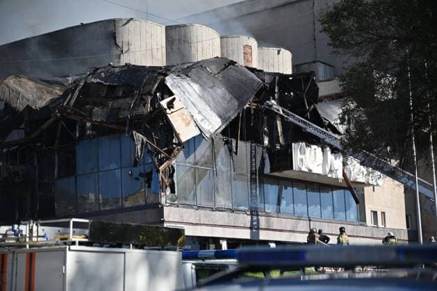 RUSSIA, KHABAROVSK - OCTOBER 3, 2024: First responders battle a fire broken out at the Khabarosvk Territory Music Theatre. Sergei Ivanov TASS  74626253