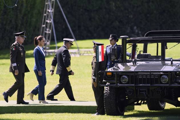 October 3, 2024, Mexico, Mexico, USA: Mexico s President Claudia Sheinbaum delivers a speech during her inauguration ceremony as the new Supreme Commander of the Mexican Armed Forces at Campo Marte in Mexico City on Thursday October 3, 2024. PRESIDENCIA POOL PI Mexico USA - ZUMAp124 20241003_zaa_p124_036 Copyright: xPresidenciax