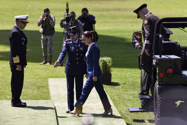 October 3, 2024, Mexico, Mexico, USA: Mexico s President Claudia Sheinbaum delivers a speech during her inauguration ceremony as the new Supreme Commander of the Mexican Armed Forces at Campo Marte in Mexico City on Thursday October 3, 2024. PRESIDENCIA POOL PI Mexico USA - ZUMAp124 20241003_zaa_p124_037 Copyright: xPresidenciax