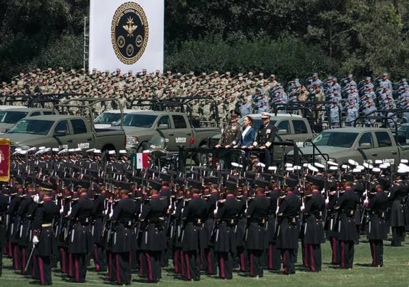 October 3, 2024, Mexico, Mexico, USA: Mexico s President Claudia Sheinbaum delivers a speech during her inauguration ceremony as the new Supreme Commander of the Mexican Armed Forces at Campo Marte in Mexico City on Thursday October 3, 2024. PRESIDENCIA POOL PI Mexico USA - ZUMAp124 20241003_zaa_p124_049 Copyright: xPresidenciax
