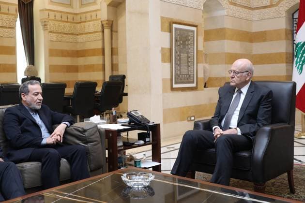News Themen der Woche KW40 PM Mikati Meets Iranian FM Araghchi - Beirut Lebanon s caretaker Prime Minister Najib Mikati meets Iranian Foreign Minister and a delegation in Beirut on October 4, 2024. Photo by Marc Fayad ABACAPRESS.COM Beirut Lebanon  Copyright: xFayadxMarc ABACAx