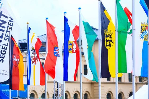 Celebrations for the Day of German Unity Flags at the celebrations for the Day of German Unity in Schwerin, October 3, 2024 Germany Copyright: xMatthiasxGränzdörferx