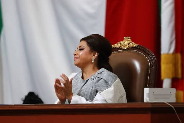 Clara Brugada Molina, during the swearing-in ceremony as Mexico City Head of Government at the Congress of Mexico City. on October 5, 2024 in Mexico City, Mexico. Mexico City Mexico - ZUMAe321 20241005_zia_e321_072 Copyright: xCarlosxSantiagox