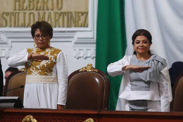 Clara Brugada Molina, during the swearing-in ceremony as Mexico City Head of Government at the Congress of Mexico City. on October 5, 2024 in Mexico City, Mexico. Mexico City Mexico - ZUMAe321 20241005_zia_e321_073 Copyright: xCarlosxSantiagox
