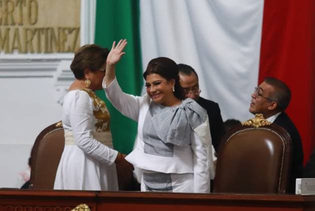 Clara Brugada Molina, during the swearing-in ceremony as Mexico City Head of Government at the Congress of Mexico City. on October 5, 2024 in Mexico City, Mexico. Mexico City Mexico - ZUMAe321 20241005_zia_e321_077 Copyright: xCarlosxSantiagox