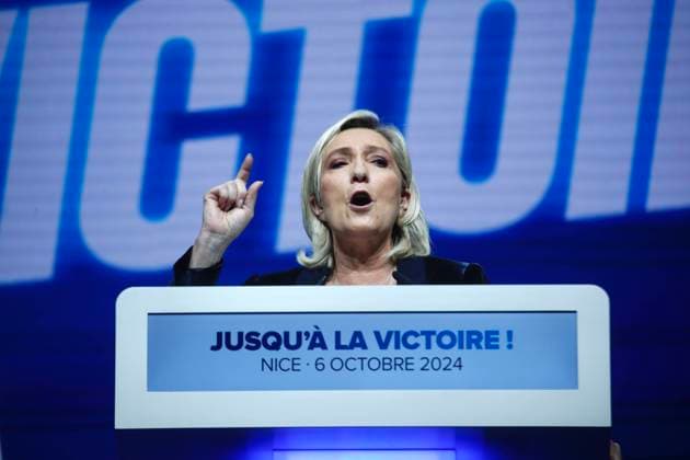 Bilder des Jahres 2024, News 10 Oktober News Themen der Woche KW40 News Bilder des Tages Political return of the Rassemblement National PHOTOPQR NICE MATIN Dylan Meiffret Nice 06 10 2024 Political return of MarineLePen and the Rassemblement National a Nice au Palais Nikaia Marine Le Pen Nice, France, oct 6th 2024 Political return of the Rassembelment National, far right party Nice France  Copyright: xPHOTOPQR NICExMATIN MAXPPPxDylanxMeiffretx 20241006NIM4337 20241006NIM4420