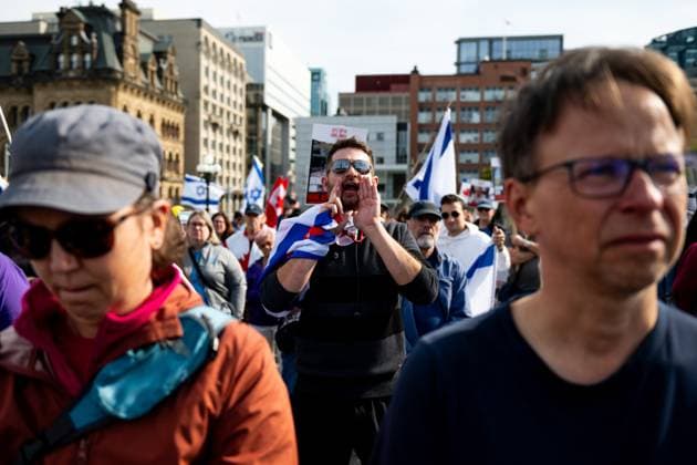 October 6, 2024, Ottawa, On, Canada: A Pro-Israel protestors taking part in a commemorative ceremony yells in anger at Liberal MP Mona Fortier (not seen) as she delivers remarks outlining the Liberal government s Israel policy in Ottawa on Sunday, Oct. 6, 2024. Monday marks one-year since the beginning of hostilities between Israel and Palestine. Ottawa Canada  - ZUMAc35_ 20241006_zaf_c35_005 Copyright: xSpencerxColbyx