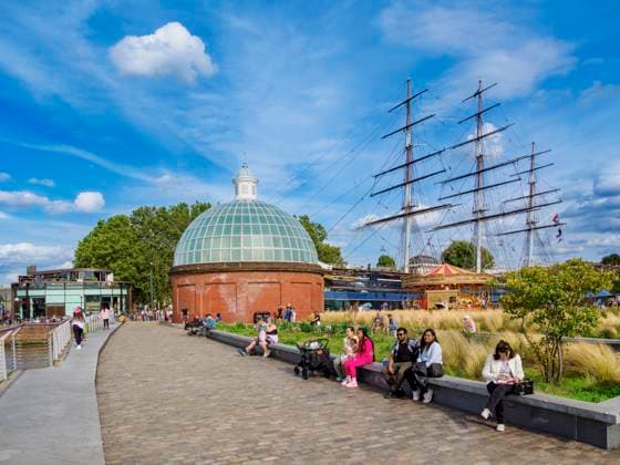 Greenwich Foot Tunnel south entrance and Cutty Sark British Clipper Ship, Greenwich, London, England, United Kingdom, Europe Copyright: KarolxKozlowski 1245-3804 Editorial Use Only