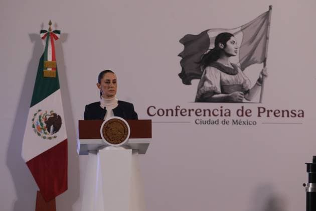 News Bilder des Tages Mexico s first female president, Claudia Sheinbaum Pardo, speaks during an briefing conference, where she presented the National Security Strategy, at the National Palace. on October 8, 2024 in Mexico City, Mexico. Mexico City Mexico - ZUMAe321 20241008_zia_e321_020 Copyright: xIanxRoblesx
