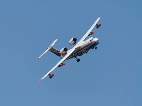 Moscow Russia Zhukovsky Airfield 31 August 2019: Demonstration flight of a jet multipurpose amphibious aircraft be-200 the international aerospace salon MAKS-2019 Moscow Russia Zhukovsky Airfield 31 August 2019: Demonstration flight of a jet multipurpose amphibious aircraft be-200 the international aerospace salon MAKS-2019. Copyright: xZoonar.com AlexanderxStrelax 17097162