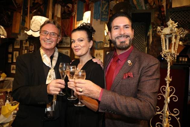 08 10 2024, Marchfelderhof Deutsch Wagram, Award of the Golden Johann Strauss 2024, traditional award ceremony by the Johann Strauss Society Vienna in the picture Peter Horak, Barbara Helfgott, Clemens Unterreiner, Award of the Golden Johann Strauss 2024