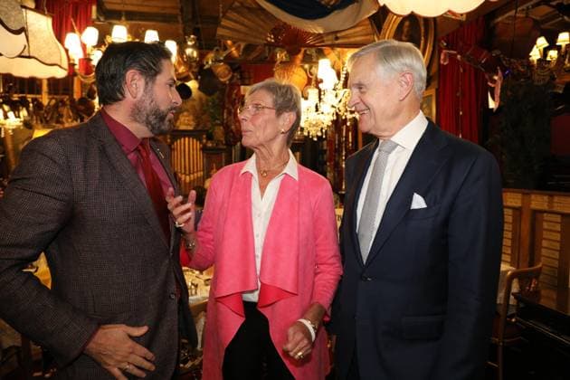 08 10 2024, Marchfelderhof Deutsch Wagram, Award of the Golden Johann Strauss 2024, traditional award ceremony by the Johann Strauss Society Vienna, pictured Clemens Unterreiner, Trixi Schuba, Thomas Schäfer Elmayer, Award of the Golden Johann Strauss 2024