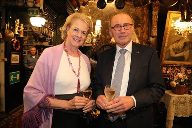 08 10 2024, Marchfelderhof Deutsch Wagram, presentation of the Golden Johann Strauss 2024, traditional award ceremony by the Johann Strauss Society Vienna in the picture Othmar Karas, with wife, Christa Karas Waldheim, presentation of the Golden Johann Strauss 2024