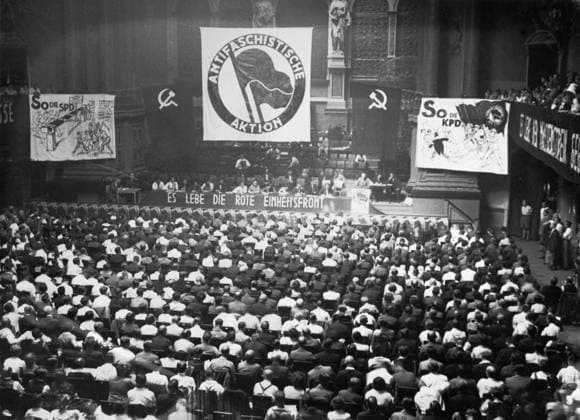 Orig. caption... UNITY CONGRESS AGAINST FASCISM. In the Berliner Philharmonie, on July 10, 1932, a large meeting was held, which it called the Einheitskongress gegen den Faschismus nannte. Hieran nahmen Kommunisten, Sozialdemokraten, Reichsbannerleute, sowie organizte und unorganisierte Arbeiter teil. The main speaker was the Chairman of the Communist Party of Germany, Ernst Thälmann. Bild zeigt: Uebersicht währed der Versammlung. Note Communism sites: BERLIN; GERMANY sp_sw x5600x *** Orig caption UNITY CONGRESS AGAINST FASCISM In the Berliner Philharmonie, on July 10, 1932, a large meeting was held, which it called the Einheitskongress gegen den Faschismus Hieran nahmen Kommunisten, Sozialdemokraten, Reichsbannerleute, sowie organizte  Copyright: xXxXxXx ANTI-FASCIST CONGRESS