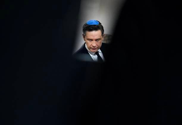 October 10, 2024, Toronto, On, CANADA: Conservative Leader Pierre Poilievre speaks to the media during a press conference at the Pride of Israel Synagogue in Toronto on Thursday, October 10, 2024. Toronto CANADA  - ZUMAc35_ 20241010_zaf_c35_037 Copyright: xNathanxDenettex
