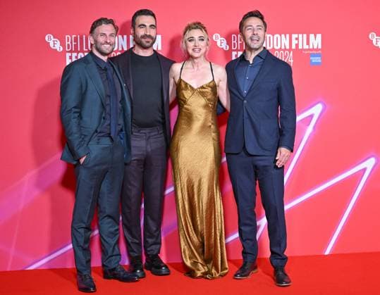Bilder des Jahres 2024, Entertainment 10 Oktober Entertainment Themen der Woche KW41 Red Carpet, Arrivals, All of You, London, UK. London, UK, 10 October 2024. (L-R) Steven Cree, Brett Goldstein, Imogen Poots, William Bridges during the Red Carpet arrivals for the film All of You during the London Film Festival at the BFI Southbank, London, UK., Credit:Lee Floyd Avalon UK, London, BFI Southbank  Copyright: xLeexFloydx xAvalonx 0919232508