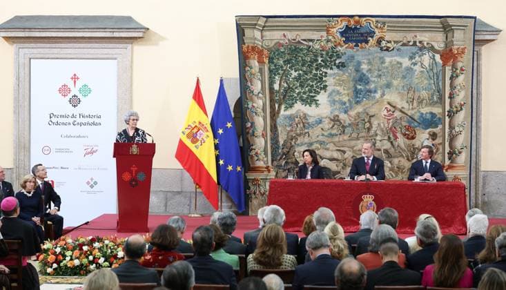 The King presents the VI Edition of the Spanish Orders History Award The researcher and teacher in the Navy, Carla Rahn Phillips i , intervenes during the presentation of the VI Edition of the Spanish Orders History Award, at the Royal Palace of El Pardo, on October 11, 2024, in Madrid Spain The aim of this award is to value the history and the trajectory of those researchers who have worked to transmit the truth of past events 11 OCTOBER 2024 KING DELIVERED VI EDITION OF THE SPANISH ORDERS HISTORY PRIZE MADRID Marta Ferná Madrid Madrid Madrid Spain  Copyright: xMartaxFernandezxJarax 6270217