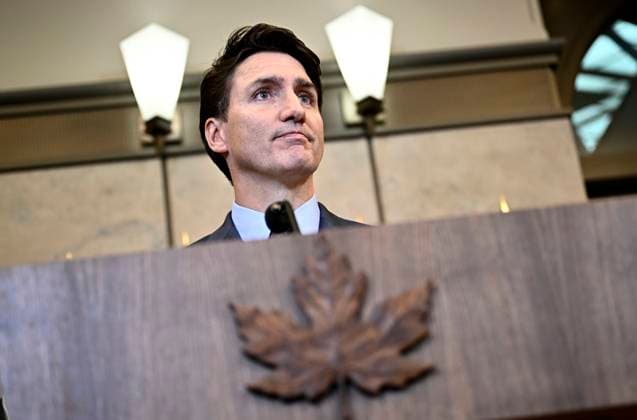 October 14, 2024, Ottawa, On, CAN: Prime Minister Justin Trudeau listens to a reporter s question during a news conference on the investigative efforts related to violent criminal activity occurring in Canada with connections to India, on Parliament Hill in Ottawa, on Monday, Oct. 14, 2024. Ottawa CAN  - ZUMAc35_ 20241014_zaf_c35_042 Copyright: xJustinxTangx