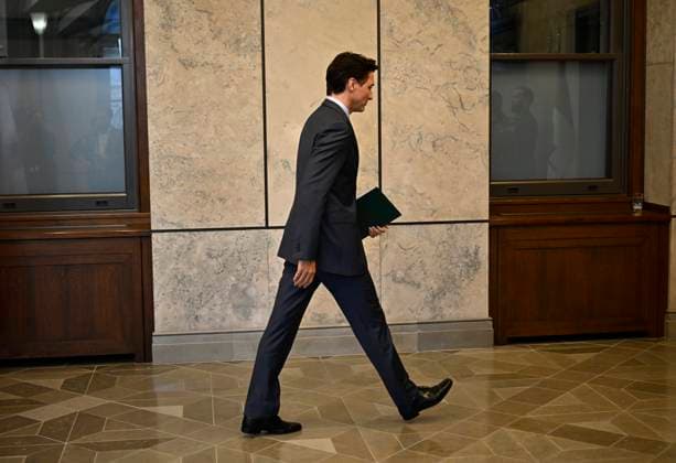 October 14, 2024, Ottawa, On, CAN: Prime Minister Justin Trudeau leaves a news conference on the investigative efforts related to violent criminal activity occurring in Canada with connections to India, on Parliament Hill in Ottawa, on Monday, Oct. 14, 2024. Ottawa CAN  - ZUMAc35_ 20241014_zaf_c35_044 Copyright: xJustinxTangx