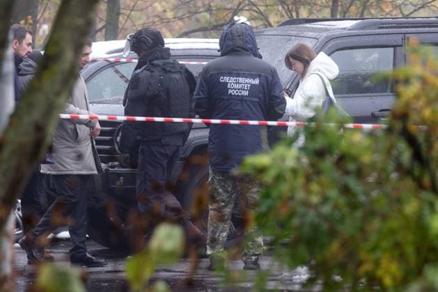 RUSSIA, MOSCOW - OCTOBER 15, 2024: Russian Investigative Committee officers work at the site of a car explosion in Profsoyuznaya Street in southwestern Moscow. Alexander Shcherbak TASS  75007772