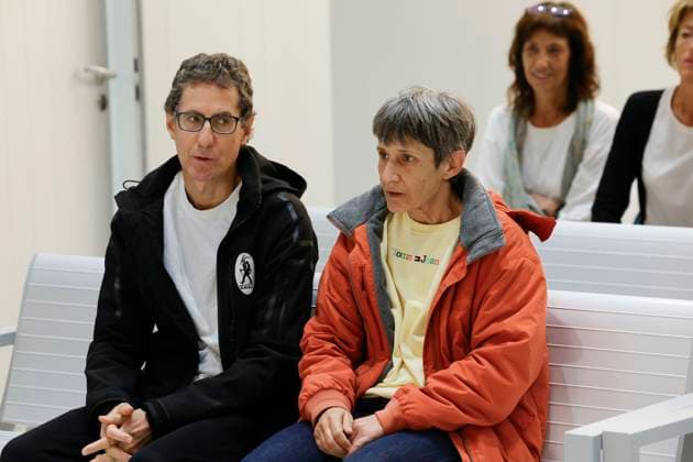 Antonio G.M. (L) and Asuncion L.C., former leaders of terrorist band Resistencia Galega (Galicia sResistence) attend a session of their trial for their alleged involvement in a terrorist attack in 2014, at Audiencia Nacional Court, in Madrid, Spain, 15 October 2024. Public Prosecutor officials ask for 15-year in prison sentence for each of two defendants for ordering and supplying information for a terrorist attack committed at the City Hall of the town of Baralla, in Galicia, on 01 October 2014. Trial of two former leaders of terrorist band Resistencia Galega !ACHTUNG: NUR REDAKTIONELLE NUTZUNG!  Copyright: xZIPIx GRAF2832 20241015-55014939865_1