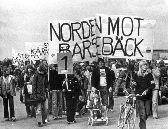 SECRET POLITICS 70 Nuclear power protest More than 15,000 demonstrators in a protest march from Lomma north of Malmö to the nuclear power plant in Barsebäck on Sept. 10, 1977 The march t  Copyright: xIngvarxAnderssonx