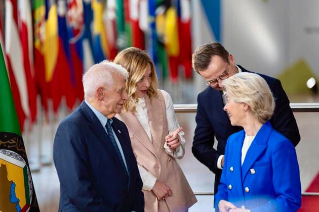 October 16, 2024, Brussels: An handout image provided by Italian governmemt press office shows Italy s Prime Minister Giorgia Meloni attending a EU - Gulf Cooperation Council (GCC) summit in Brussels, 16 October 2024. .ANSA FILIPPO ATTILI- UFFICIO STAMPA PALAZZO CHIGI Brussels  - ZUMAa110 20241016_zaf_a110_044 Copyright: xFilippoxAttilix