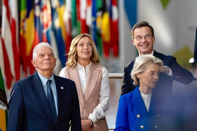 October 16, 2024, Brussels: An handout image provided by Italian governmemt press office shows Italy s Prime Minister Giorgia Meloni attending a EU - Gulf Cooperation Council (GCC) summit in Brussels, 16 October 2024. .ANSA FILIPPO ATTILI- UFFICIO STAMPA PALAZZO CHIGI Brussels  - ZUMAa110 20241016_zaf_a110_043 Copyright: xFilippoxAttilix