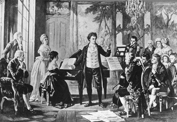 RECORD DATE NOT STATED Beethoven and the Rasumovsky Quartet: Ludwig van Beethoven conducting a chamber music piece, c 1880. Private Collection. Copyright:x xFinexArtxImages HeritagexImagesx IMAGO, ! ACHTUNG: AUFNAHMEDATUM GESCHÄTZT!  Copyright: xFinexArtxImages HeritagexImagesx IMAGO