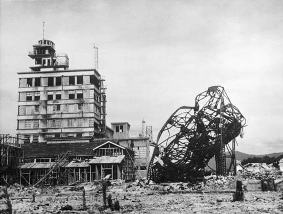 Orig. caption.... HIROSHIMA - A YEAR LATER SURVIVOR. This steel-and-concrete building weathered the cosmic blast, but was badly damaged. Construction work is now in progress around its base. The building was gutted by fire and has been put into some kind of habitable shape in the past year. Note. Hiroshima Note Atomic bombs Bombs Genocide CD105 sites: JAPAN;HIROSHIMA sp_sw x5600x *** Orig caption HIROSHIMA A YEAR LATER SURVIVOR This steel and concrete building weathered the cosmic blast, but was badly damaged Construction work is now in progress around its base The building was gutted by fire and has been put into some kind of habitable shape in the past year Note Hiroshima Note Atomic bombs Bombs Genocide CD105 sites JAPAN HIROSHIMA sp s  Copyright: xXxXxXx A TWISTED STEEL SKELETON