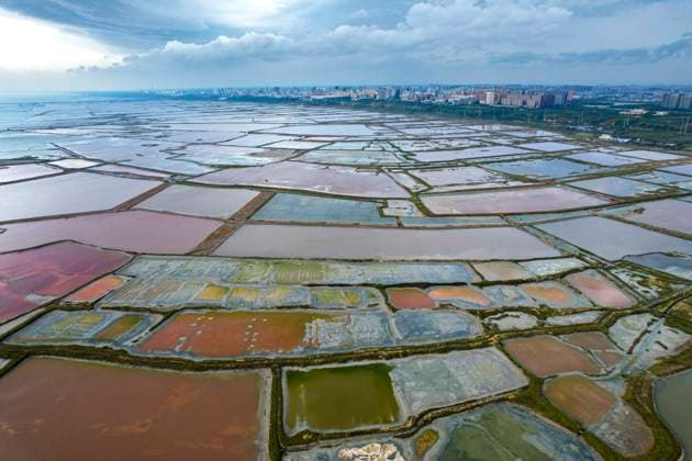 News Themen der Woche KW42 News Bilder des Tages Colorful Salt Lake in Yuncheng The colorful Salt Lake is seen after the rain in Yuncheng, China, on October 17, 2024. Yuncheng Shanxi China  Copyright: xCFOTOx originalFilename: cfoto-colorful241017_npYPZ.jpg