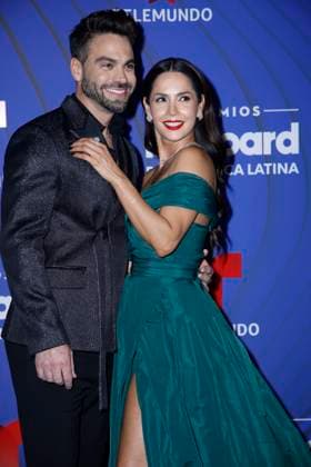 Carmen Villalobos and Frederik Oldenburg walk the red carpet at the 2024 Latin Billboard Music Awards at the Mediapro Studio in Medley, Florida on Thursday, October 17, 2024.  MIA20241017113 GARYxIxROTHSTEIN