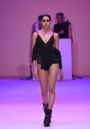 October 17, 2024, Mexico City, Mexico City, Mxico: Models wear designs by the Mexicans HUA during the Fashion Week Mexico catwalks. Mexico City Mxico - ZUMAn296 20241017_zip_n296_002 Copyright: xJorgexNunezx