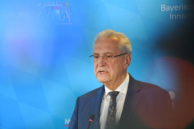 Joachim HERRMANN Minister of the Interior Bavaria , single picture,cropped single motif,portrait,portrait Press conference following the top-level discussion on violence in football Members of the Sports and Interior Ministers Conference meet representatives of DFL and DFB on 18 10 2024 in Munich
