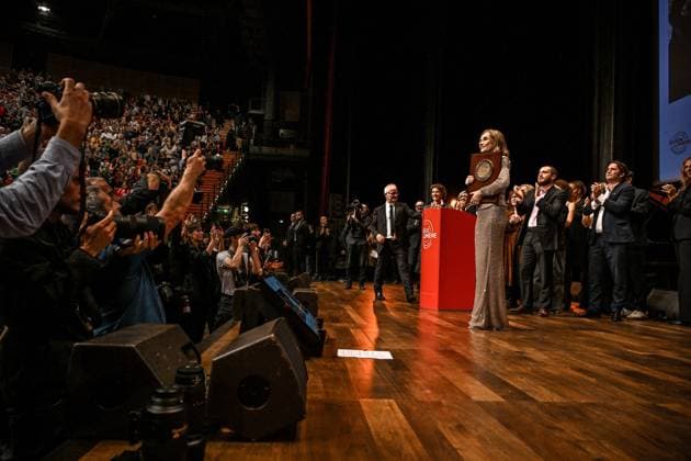 16th Lumiere Film Festival Lumiere Award Ceremony Isabelle Huppert attending the Lumiere Award Ceremony ( Prix Lumiere ) during the 16th Lumiere Film Festival in Lyon, France on October 18, 2024. Photo by Julien Reynaud APS-Medias ABACAPRESS.COM Lyon France  Copyright: xReynaudxJulien APS-Medias ABACAx