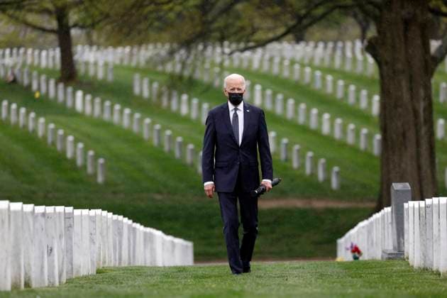 President Trump Holds a Press Conference at White House United States President Joe Biden visits Section 60 at Arlington National Cemetery in Arlington, Virginia on April 14, 2021 following his address on the withdrawal of US troops from Afghanistan. Credit: Yuri Gripas Pool via CNP AdMedia Arlington Virginia United States of America EDITORIAL USE ONLY  Copyright: xx 07_T0A7037 CNP AdMediax admphotostwo741517