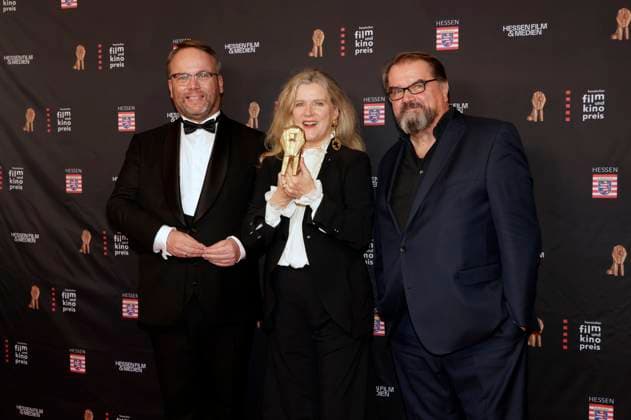 Timon Gremmels, Barbara Sukowa and guest at the 35th Hessian Film and Cinema Award 2024 ceremony at the Alte Oper Frankfurt am Main, 18 10 2024 Foto:xP.xBackx xFuturexImagex filmpres_hessen_4073