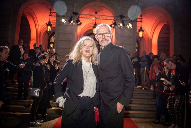 18 10 2024 xesx Frankfurt am Main, Alte Oper The Hessian Film and Cinema Award 2024 on the red carpet the winner of the Prime Ministers Honorary Award Actress and singer Barbara Sukowa ES