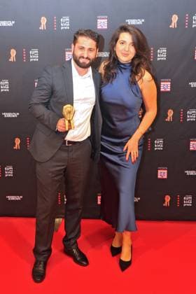 Hessian Film and Cinema Award 2024 Only Muhammed Tarhan and Roxana Samadi on the occasion of the award ceremony of the Hessian Film and Cinema Award on 18 10 2024 in the Alte Oper, Frankfurt Main 20241018MWI010865