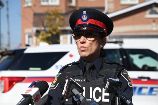 Police Provide Update On Targeted Fatal Shooting In Markham, Canada - 20 Oct 2024 Constable Lisa Moskaluk answers questions from the media to provide an update on an ongoing homicide investigation in Markham. The York Regional Police Homicide Unit are seeking suspects after a man was fatally shot in his driveway in the City of Markham. Saturday evening, after approximately 6:30 p.m. police responded to the area of 14th Avenue and McCowan Road. When officers arrived on scene, they located a man who has been identified as 44-year-old Partheepan Panchalingam from Markham suffering from gunshot wounds in the driveway of his residence. The victim was pronounced dead at the scene. Investigators are looking for at least one suspect, wearing dark c Copyright: xKylexMazzax xSOPAxImagesx IMG_5917.jpeg