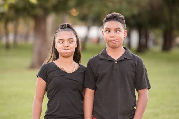 Brother and sister making silly faces San Francisco, California, United States CR_HOOX241016F-1518680-01 ,model released, Symbolfoto