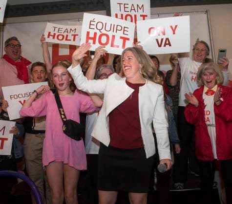 October 21, 2024, Fredericton, Nb, Canada: New Brunswick Liberal Leader and premier-elect Susan Holt addresses supporters at her campaign headquarters in Fredericton, N.B., on Monday October 21, 2024. Fredericton Canada  - ZUMAc35_ 20241021_zaf_c35_108 Copyright: xStephenxMacgillivrayx
