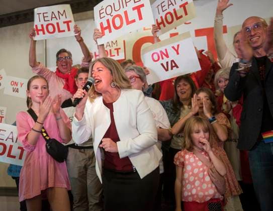 October 21, 2024, Fredericton, Nb, Canada: New Brunswick Liberal Leader and premier-elect Susan Holt addresses supporters at her campaign headquarters in Fredericton, N.B., on Monday October 21, 2024. Fredericton Canada  - ZUMAc35_ 20241021_zaf_c35_109 Copyright: xStephenxMacgillivrayx