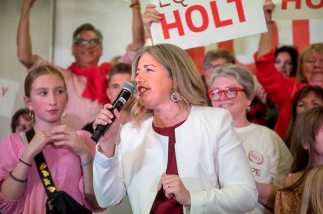 October 21, 2024, Fredericton, Nb, Canada: New Brunswick Liberal Leader and premier-elect Susan Holt speaks to supporters in Fredericton, Monday, Oct. 21, 2024. Fredericton Canada  - ZUMAc35_ 20241021_zaf_c35_126 Copyright: xStephenxMacgillivrayx