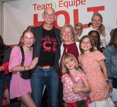 October 21, 2024, Fredericton, Nb, Canada: New Brunswick Liberal Leader and premier-elect Susan Holt, centre, is seen on stage with her family, from left: Molly, 12, Holt s husband Jon Holt, Brooke, 6, and Paige, 10, in Fredericton, Monday, Oct. 21, 2024. Fredericton Canada - ZUMAc35_ 20241021_zaf_c35_127 Copyright: xStephenxMacgillivrayx