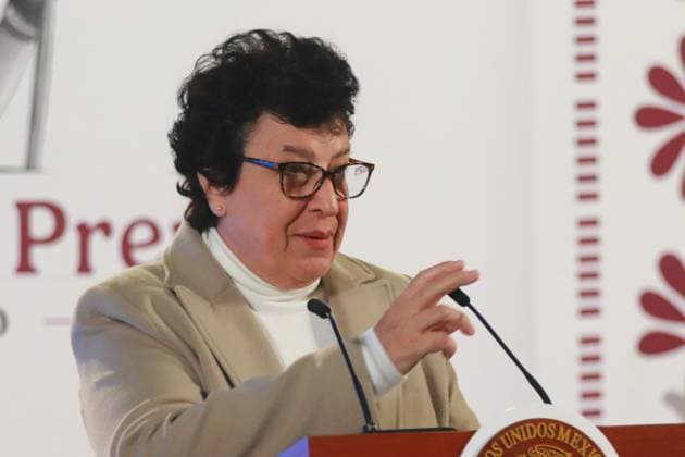 Raquel Sosa EloÂ­zaga, General director of Benito JuoÂ¡rez Universities for the Well-Being, speaking during MexicoÃ¢â‚¬â ¢s President Claudia Sheinbaum Pardo press conference about at the National Palace. on October 23, 2024 in Mexico City, Mexico. Mexico City Mexico - ZUMAe321 20241023_zia_e321_016 Copyright: xCarlosxSantiagox