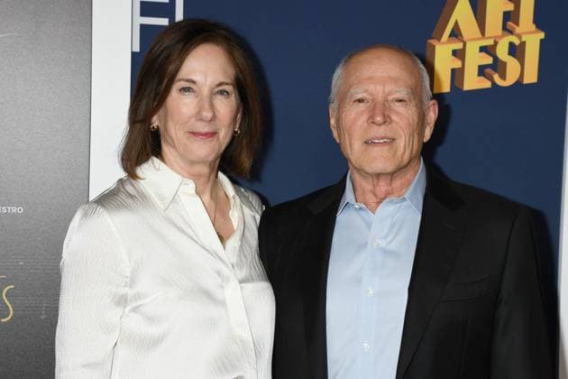 LOS ANGELES, CA - OCTOBER 23: Kathleen Kennedy and Frank Marshall at the Music by John Williams AFI Fest opening night world premiere screening at TCL Chinese Theatre on October 23, 2024 in Los Angeles, California. Copyright: xJeffreyxMayerx
