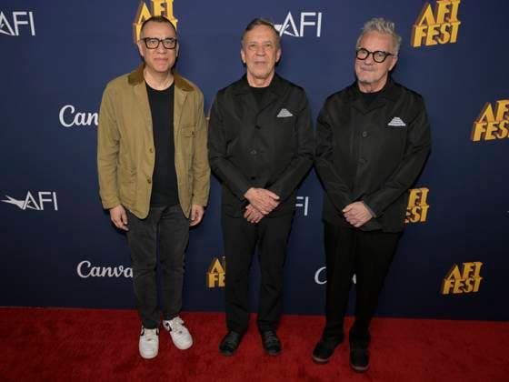 October 23, 2024, Hollywood, California, USA: (L-R) Fred Armisen, Bob Mothersbaugh and Mark Mothersbaugh attend AFI Fest 2024 presented by Canva DEVO Special Screening. Hollywood USA - ZUMAb173 20241023_aap_b173_008 Copyright: xBillyxBennightx