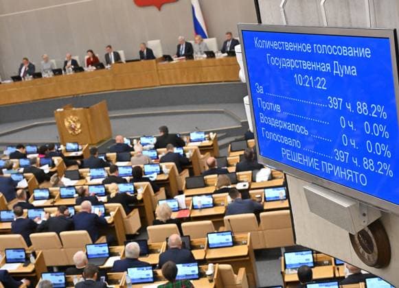 News Themen der Woche KW43 Russia North Korea Partnership Treaty 8791039 24.10.2024 An electronic screen shows the results of the voting for ratification of a treaty of partnership between Russia and North Korea during a session of the State Duma, the lower house of parliament, in Moscow Russia. Vladimir Fedorenko Sputnik Moscow Russia  Copyright: xVladimirxFedorenkox